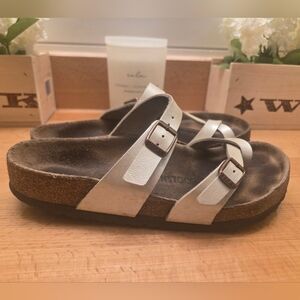 Birkenstock Mayari Sandals Graceful Pearl White Birko-Flor Womens Size 39